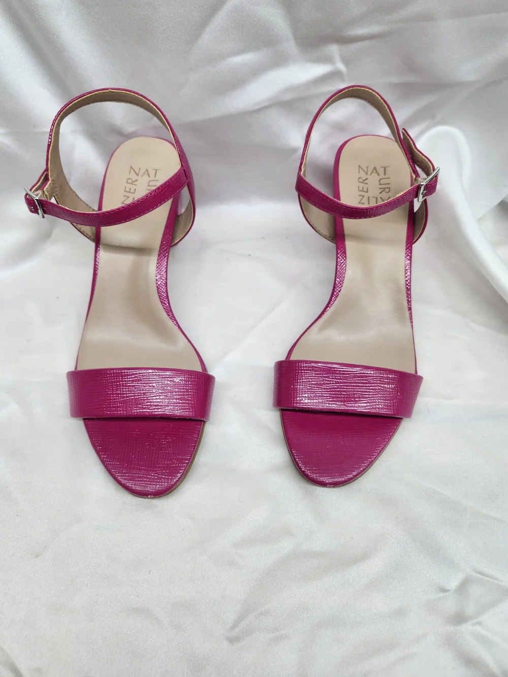 Naturalizer Pink Open-Toe Ankle Strap Heels